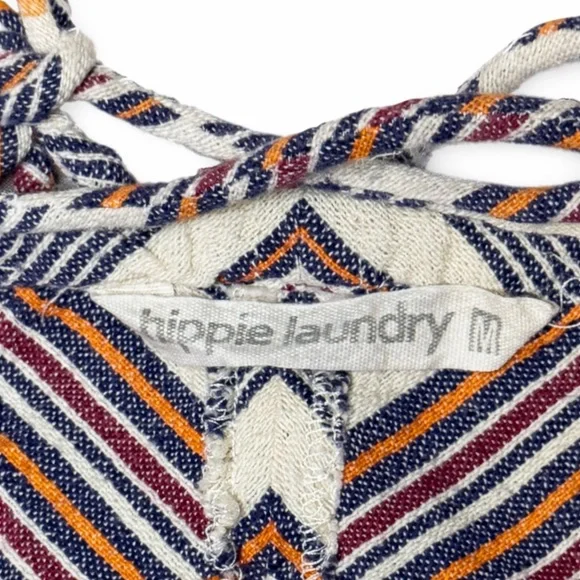 Hippie Laundry Boho Chevron Fringe Tank Top Size M 100% Cotton Striped Festival - Picture 5 of 7